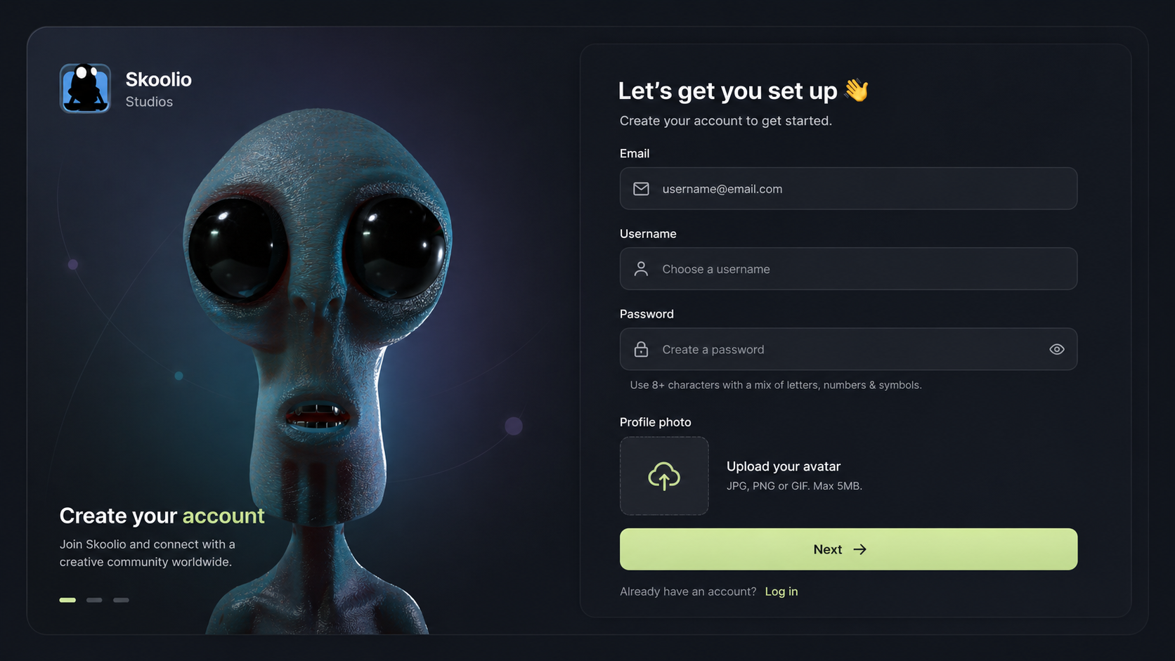 Skoolio Studios Account Creation