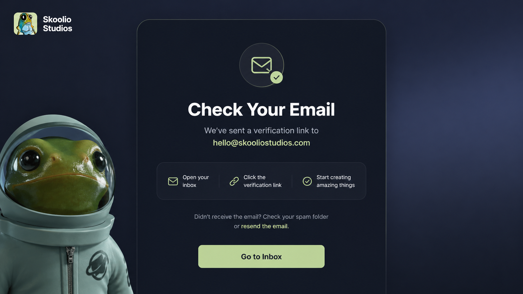 Skoolio Studios Verify Email